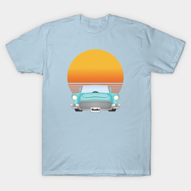 Muscle Car with Round Sunset as Background T-Shirt by Tooniefied